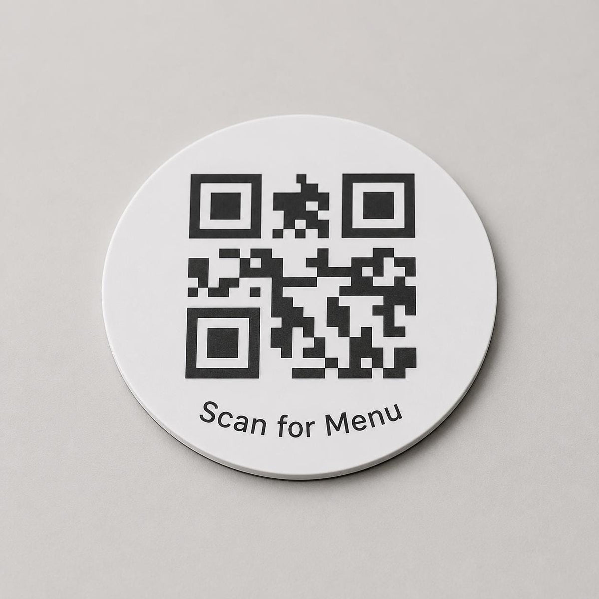 etichetta qr code rotonda codice QR per menu contactless - Ristoranti, hotel, bar - Collegamento a Instagram, Facebook, acciaio abs