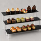 Espositore Acrilico a 3 Livelli per Personaggi Profumi Gioielli Cupcakes, 30x25x15cm, trasparente o nero