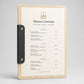 Portamenu a bacchetta moderno Formato A4 Tavoletta per Ristorante Pizzeria e Trattoria, Personalizzato Incisione Logo