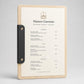 Portamenu a bacchetta moderno Formato A4 Tavoletta per Ristorante Pizzeria e Trattoria, Personalizzato Incisione Logo