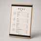 portamenu con elastico A4 in legno scuro per fogli supporto menu inciso, cartella menu ristorante, pannello menu, libro menu, copertina menu