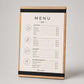 portamenu con elastico A4 in legno scuro per fogli supporto menu inciso, cartella menu ristorante, pannello menu, libro menu, copertina menu
