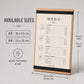 portamenu con elastico A4 in legno scuro per fogli supporto menu inciso, cartella menu ristorante, pannello menu, libro menu, copertina menu