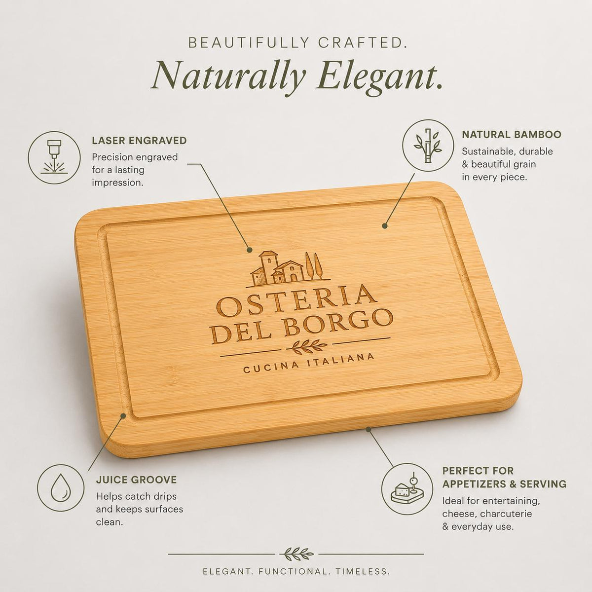 Set di 10 Taglieri in Legno 22x15 - Tagliere Compatto per Antipasti, Aperitivi, Stuzzichini - Vassoi Rustici per Cucina, Servizio in Tavola