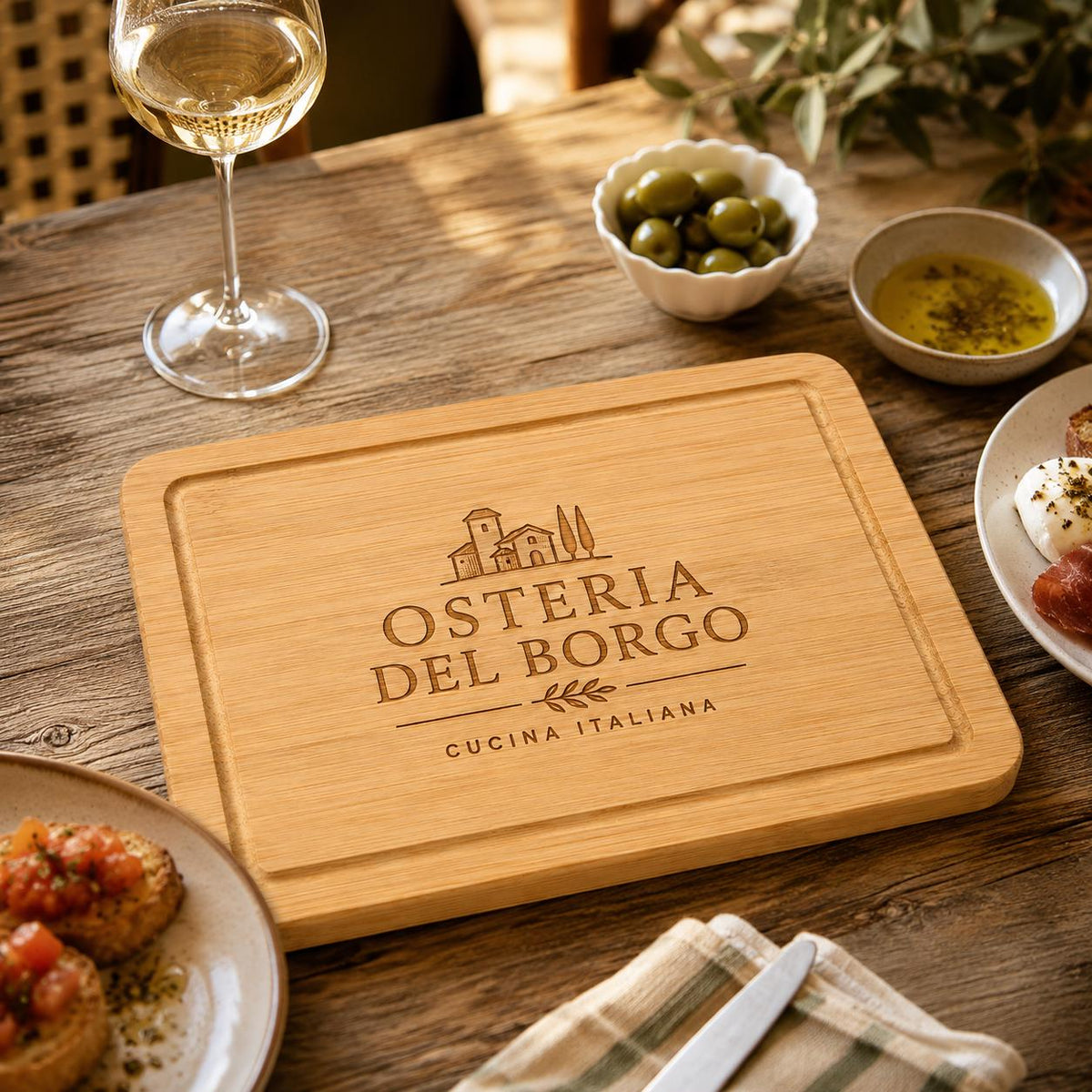 Set di 10 Taglieri in Legno 22x15 - Tagliere Compatto per Antipasti, Aperitivi, Stuzzichini - Vassoi Rustici per Cucina, Servizio in Tavola