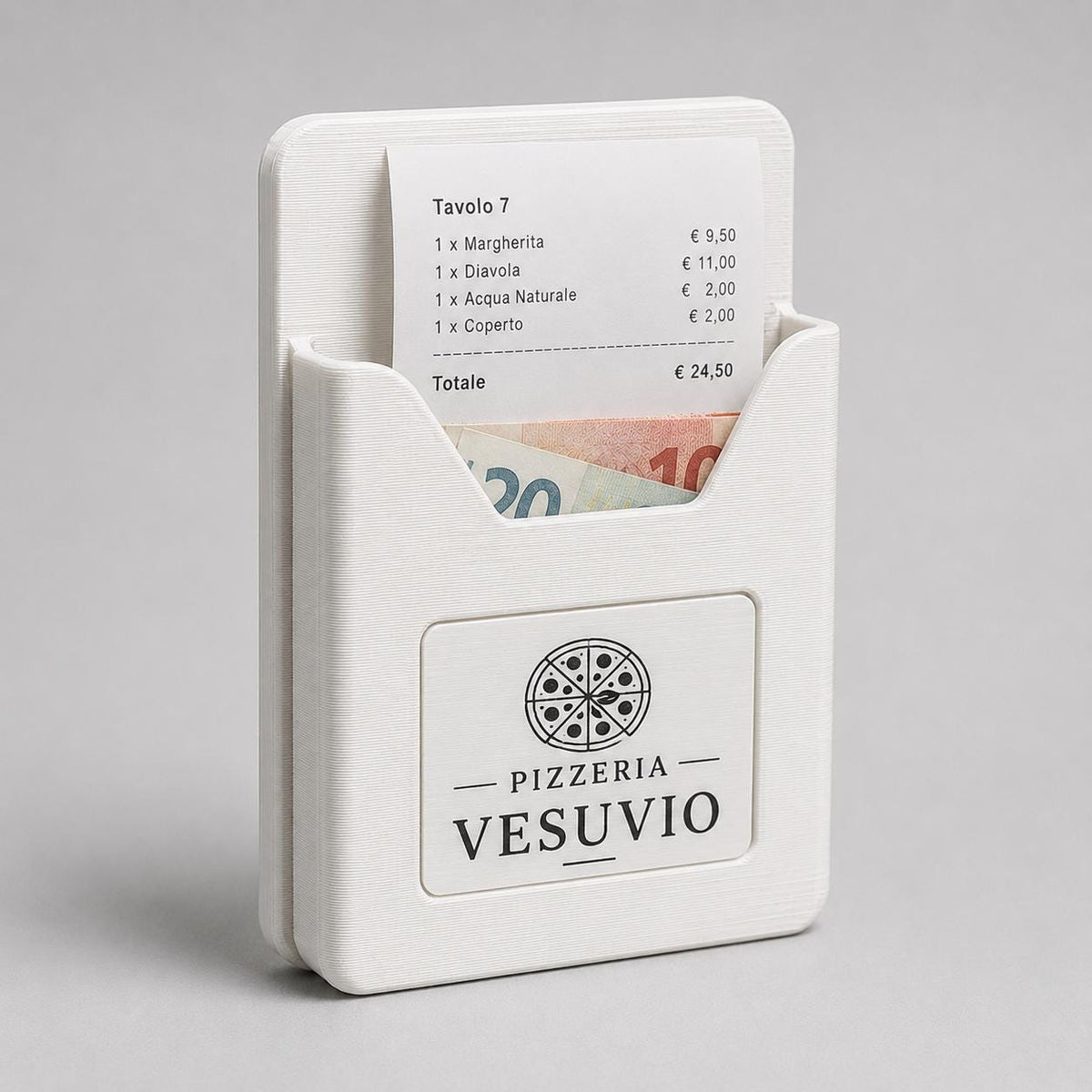 Portaconto Pocket Ristorante verde 3D con Targhetta Effetto Acciaio verde | Porta Conto Moderno per Ristoranti | Check Presenter