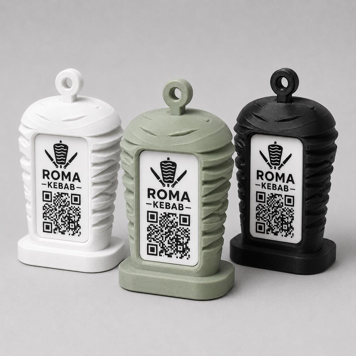Porta Menu QR Code kebab Personalizzato, Espositore 3D per Tavoli Ristorante e Bar, Segnatavolo con Incisione Logo, Supporto Moderno