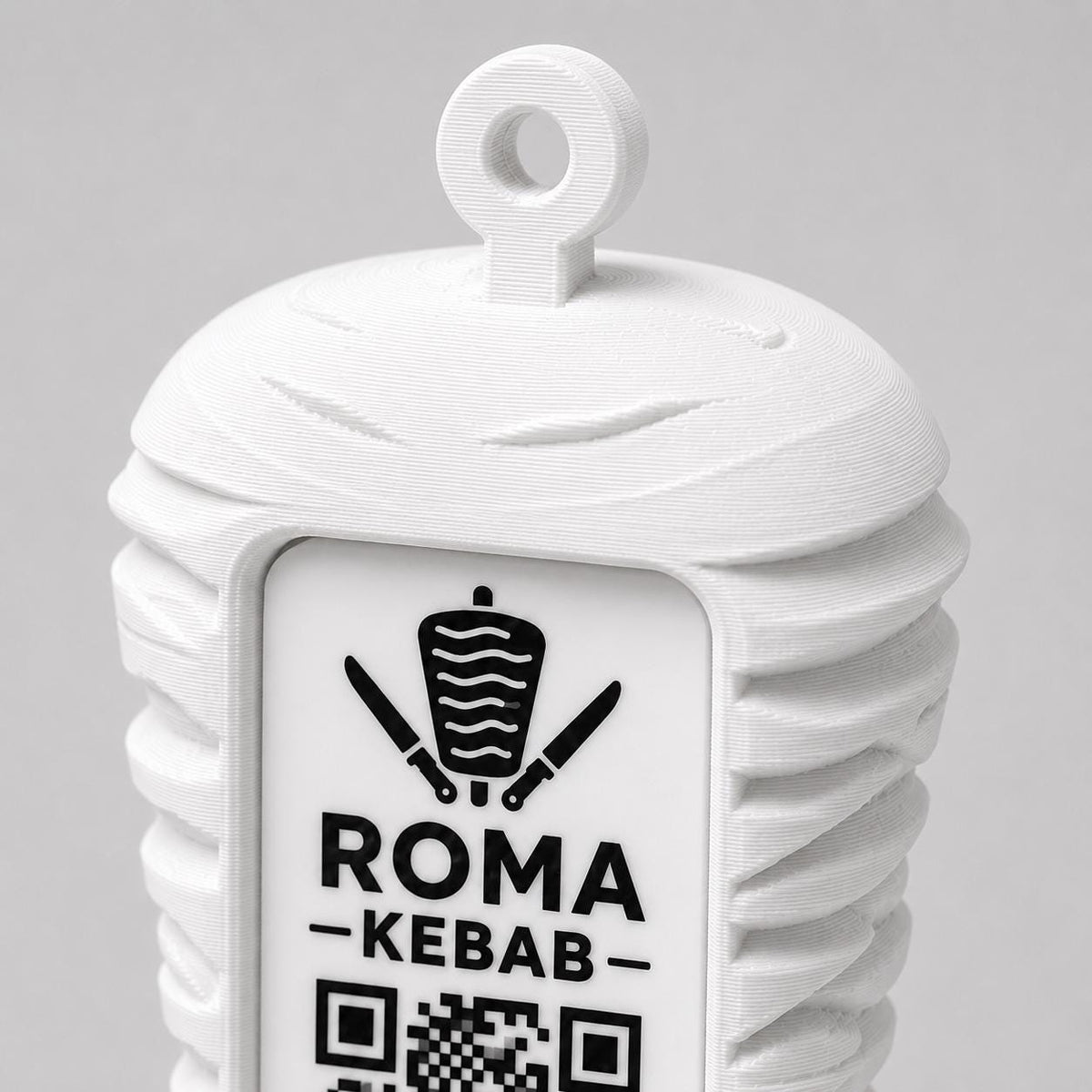 Porta Menu QR Code kebab Personalizzato, Espositore 3D per Tavoli Ristorante e Bar, Segnatavolo con Incisione Logo, Supporto Moderno