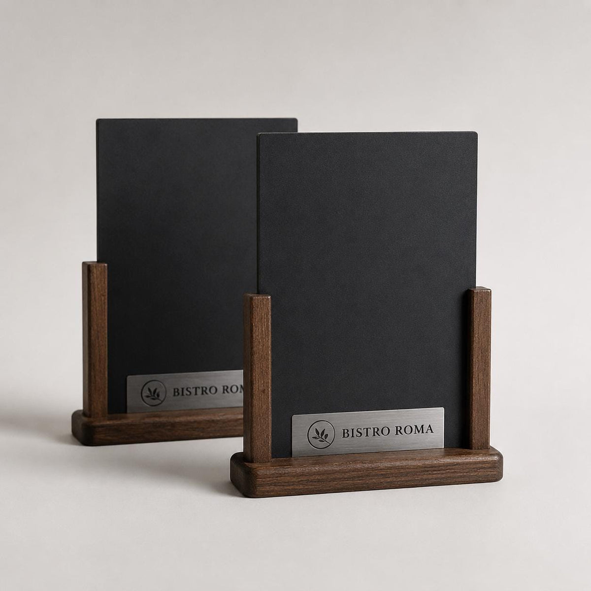 Porta Menu da Tavolo Personalizzato, Espositore 3D Legno Lavagnetta per Ristorante e Bar, Segnatavolo con Incisione Logo Supporto rustico A4
