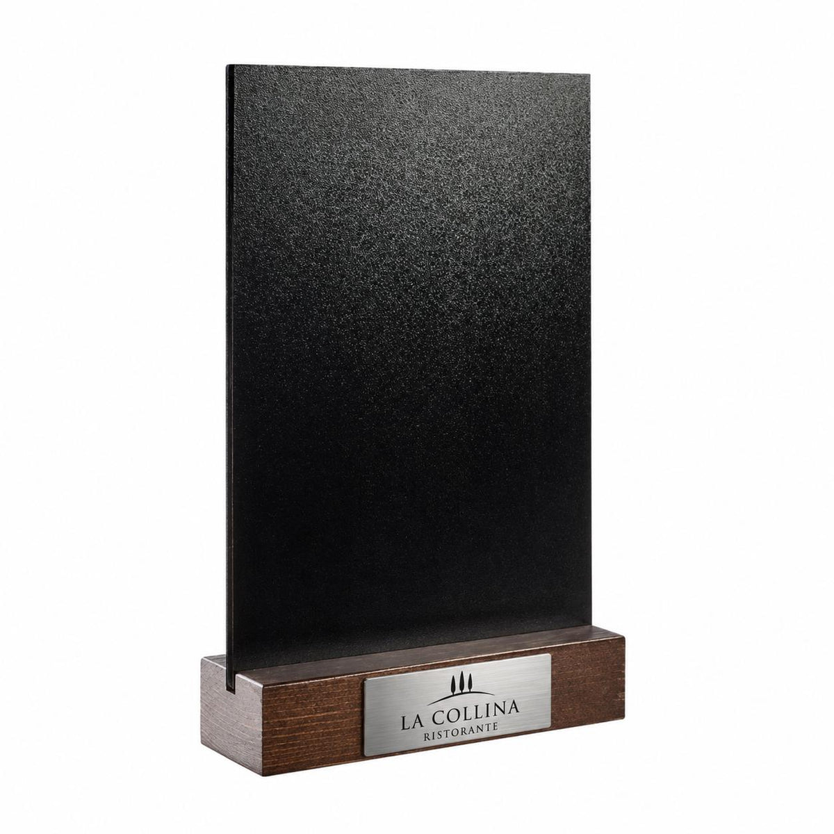 Set 10 pezzi Lavagna da banco con etichetta oro formato a4 a5 a6 Personalizzata, Espositore 3D Legno Scuro Segnatavolo Logo Ristorante Bar