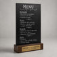 Set 10 pezzi Lavagna da banco con etichetta oro formato a4 a5 a6 Personalizzata, Espositore 3D Legno Scuro Segnatavolo Logo Ristorante Bar