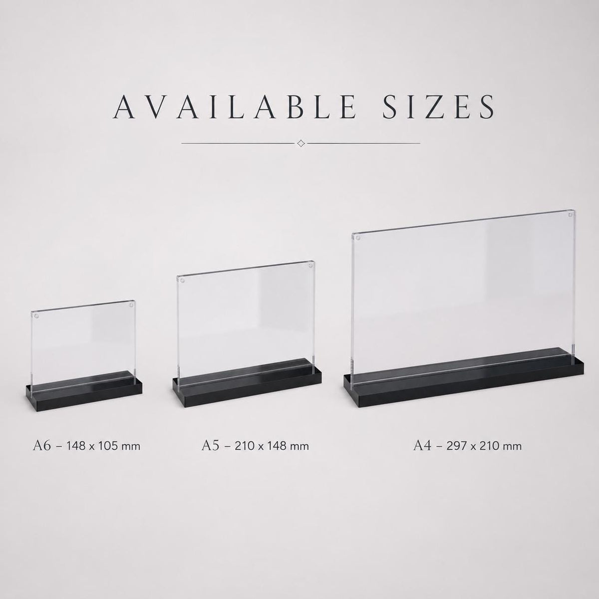 Set 12 pezzi Supporto orizzontale in plexiglas da banco con base nera Espositore Segnatavolo Ristorante Bar espositore in plexiglas