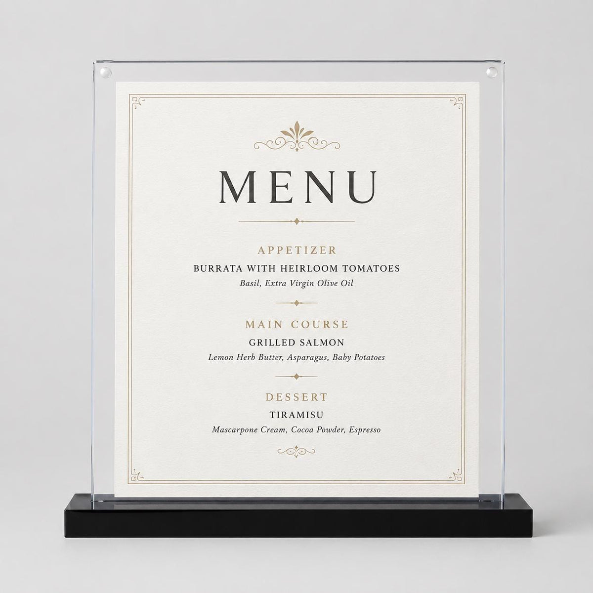 Set 12 pezzi Supporto orizzontale in plexiglas da banco con base nera Espositore Segnatavolo Ristorante Bar espositore in plexiglas
