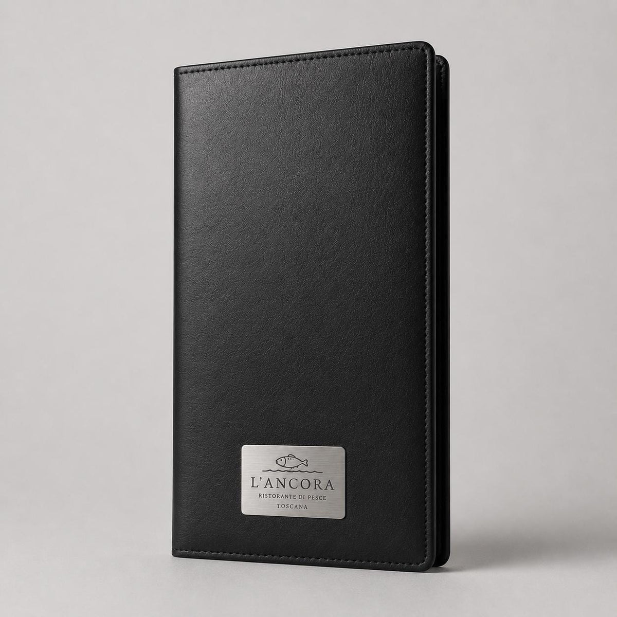 Portaconto personalizzato con incisione laser - Per Caffè, Ristoranti, Bar - 24x10 cm -pvc similpelle nero con tasche
