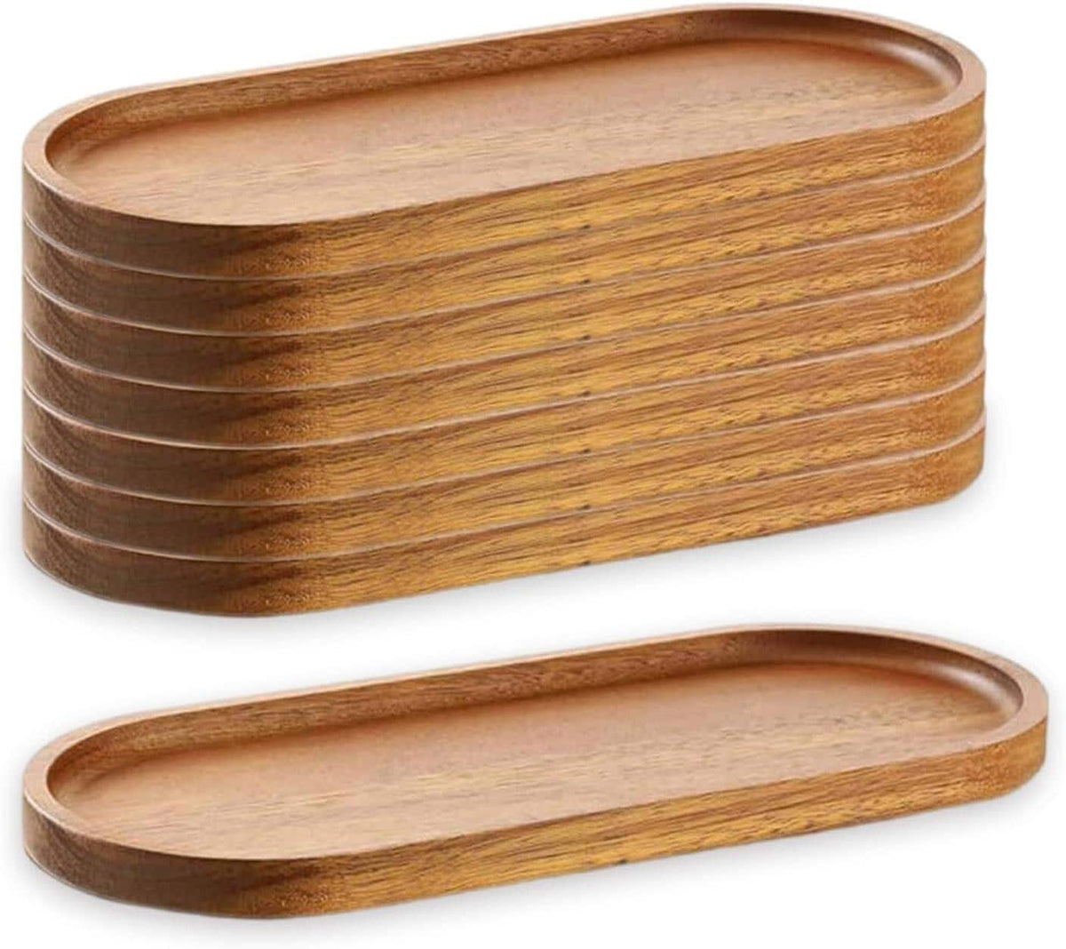 Confezione da 8 vassoi da portata in legno da 29 x 10 cm, piatti ovali in legno, piatti da portata per formaggi, dessert, snack, pane frutta
