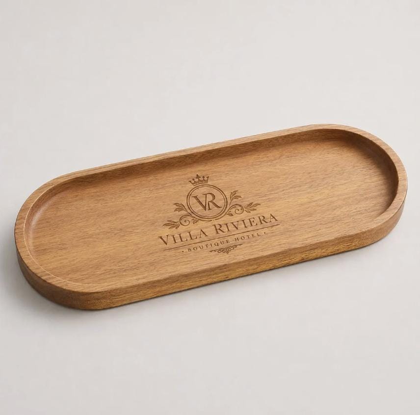 Confezione da 8 vassoi da portata in legno da 29 x 10 cm, piatti ovali in legno, piatti da portata per formaggi, dessert, snack, pane frutta