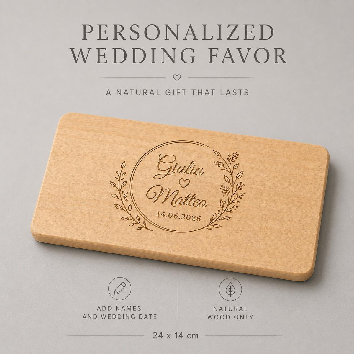 50 pezzi Bomboniera Matrimonio Tagliere in Legno Personalizzato, Mini Taglierino Manico Inciso a Laser, Regalo Invitati Nozze e Anniversario
