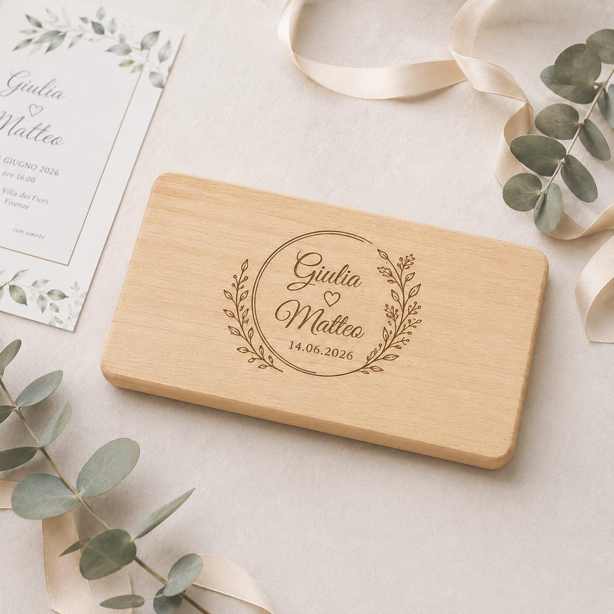 50 pezzi Bomboniera Matrimonio Tagliere in Legno Personalizzato, Mini Taglierino Manico Inciso a Laser, Regalo Invitati Nozze e Anniversario