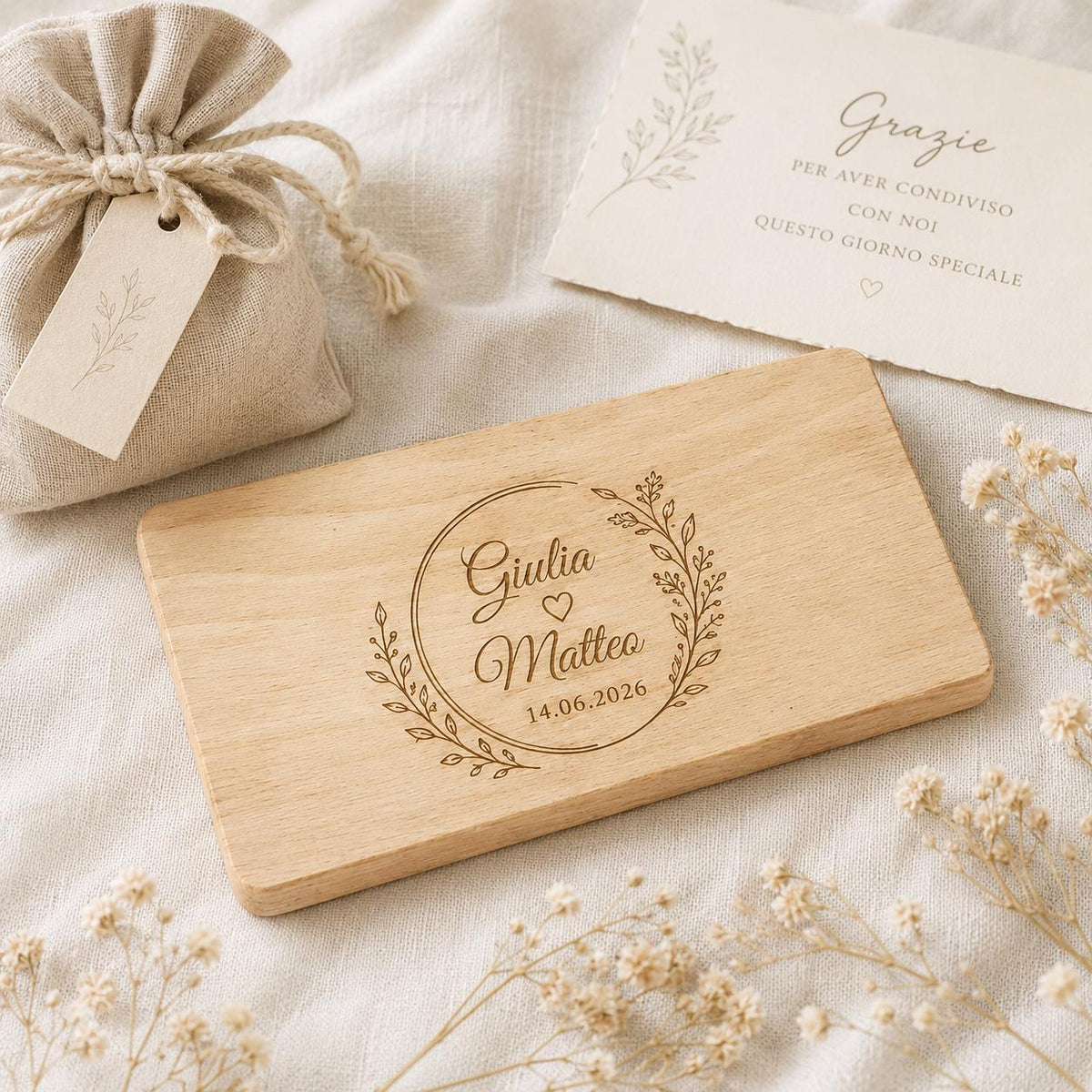 50 pezzi Bomboniera Matrimonio Tagliere in Legno Personalizzato, Mini Taglierino Manico Inciso a Laser, Regalo Invitati Nozze e Anniversario