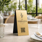 Espositore QR Code piegato da Tavolo Oro Spazzolato Personalizzato, Portamenu a Cavalletto con Logo Inciso Laser, Segnatavolo per Ristorante