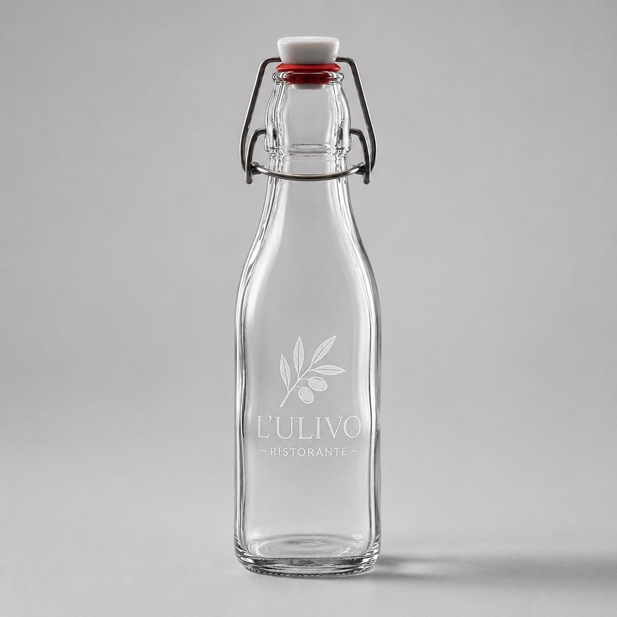 12 bottiglia in vetro quadrata con chiusura meccanica 250 ml (0.25 l) – da riempire per succo, sciroppo, liquore, olio e aceto