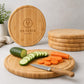 6 pezzi Tagliere da Cucina in Legno |Set 6 Taglieri da Cucina Rotondi, Bambù, 25 cm, Tovagliette, Vassoi Colazione in Legno, Look Naturale