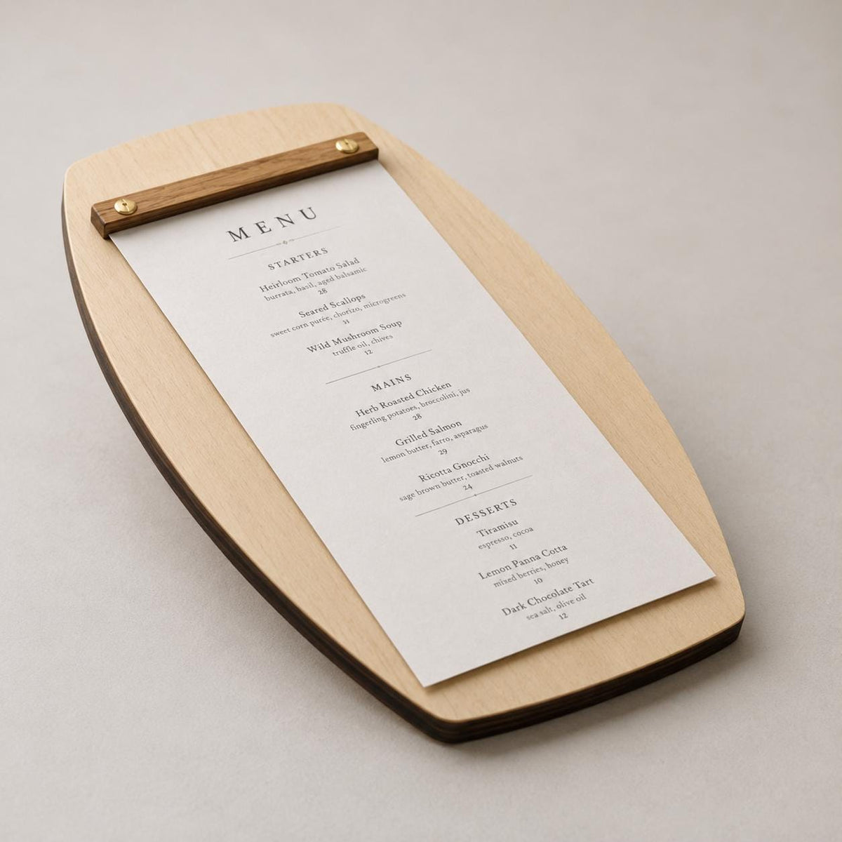 Portamenu in Legno a Forma di botte Formato A4, Tavoletta per Ristorante Pizzeria e Trattoria, Clipboard Personalizzata Incisione Logo