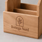 Cassetta Portacondimenti in Legno di Paulownia, Organizer da Tavolo Personalizzato con Logo, Caddy Porta Posate e Olio 2 Scomparti, A