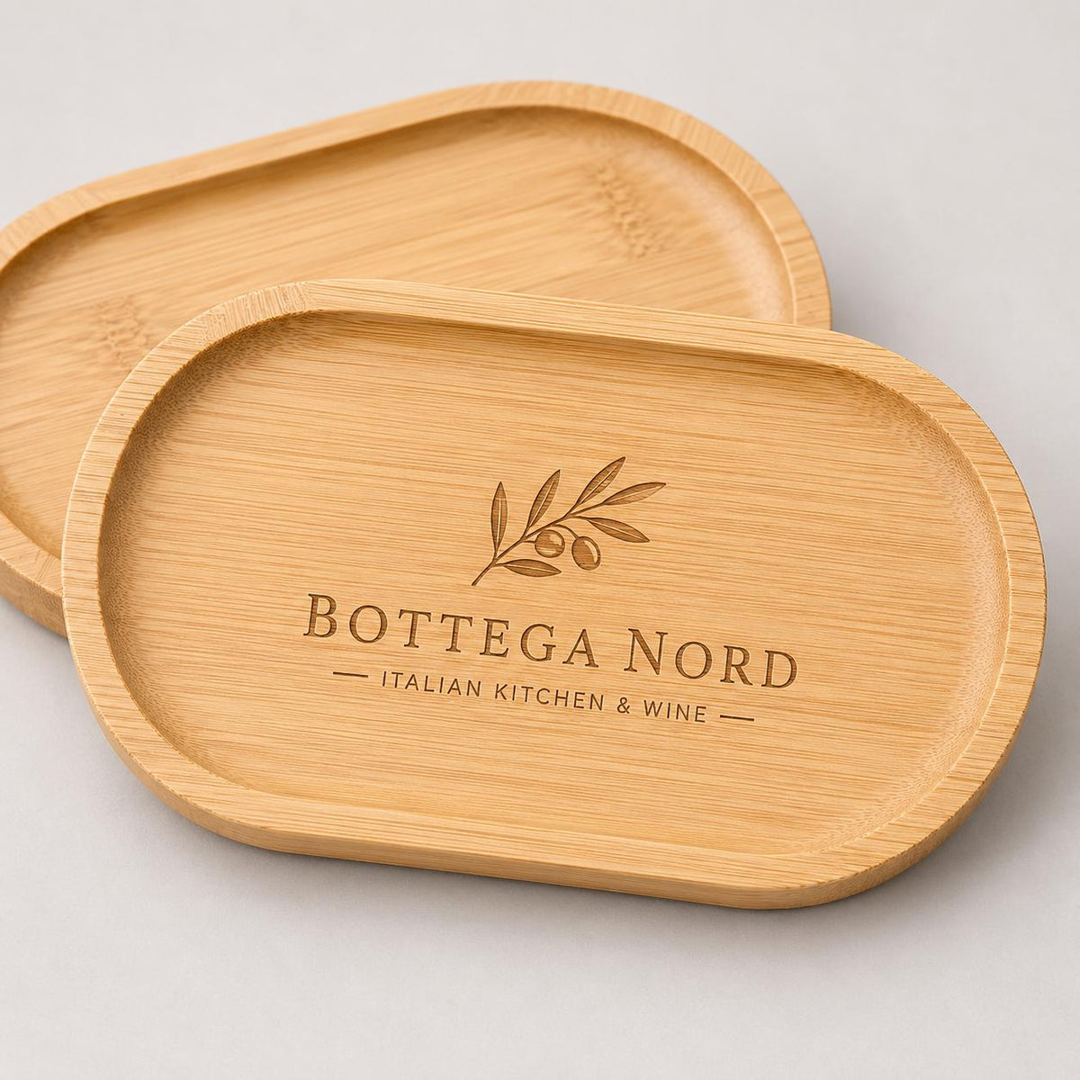 Confezione da 8 Pezzi Vassoio Legno Piccolo, 19,5 x 9,5 x 1cm Vassoio Caffe Legno, Vassoi Ovali Bambù per Colazione, Caffè, Pane, Tè, Dolci