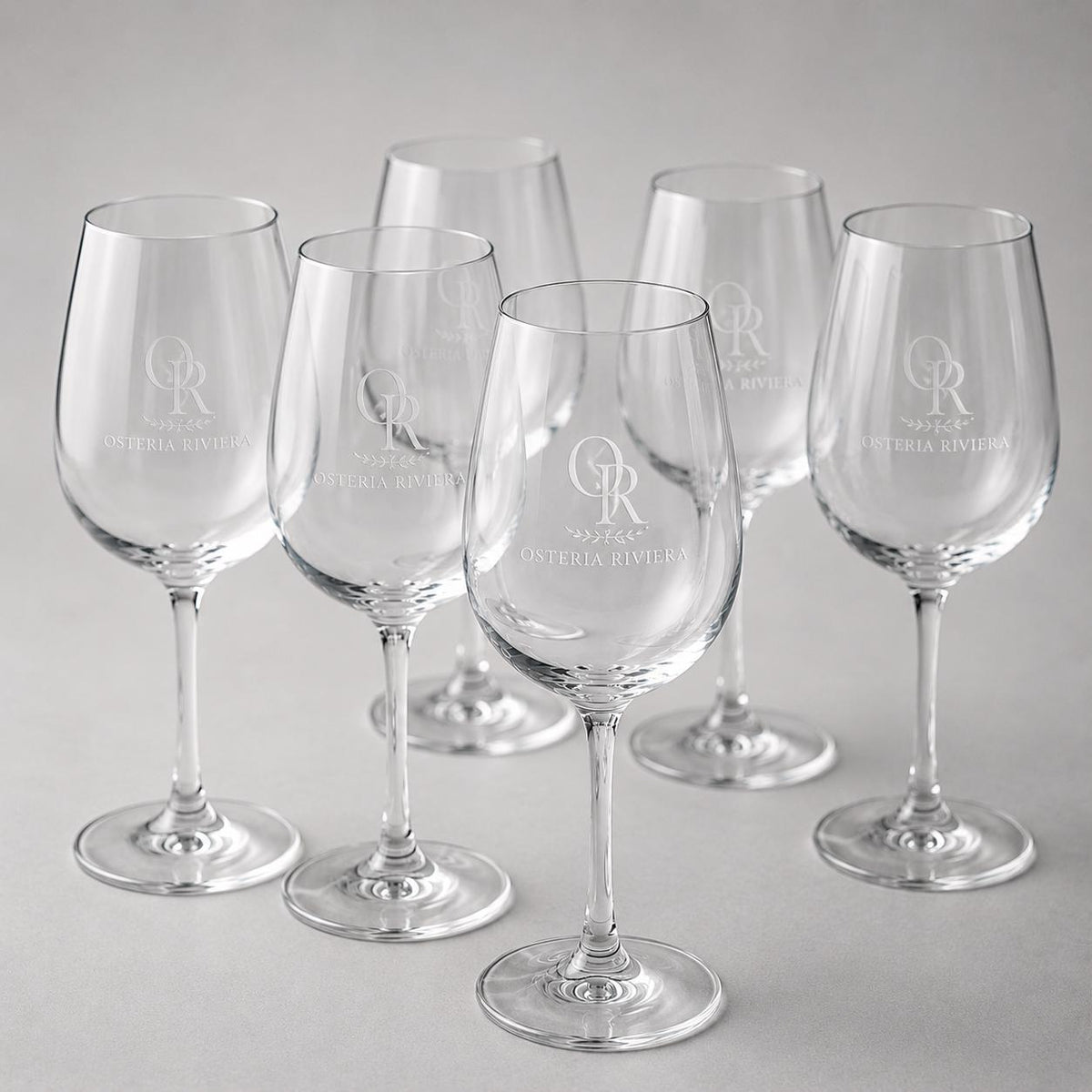 Set 6,12,48,96 pezzi Calici da Vino Personalizzati con Incisione Logo, Bicchieri in Vetro Incisi per Ristorante Enoteca e Bar, Calice Regalo