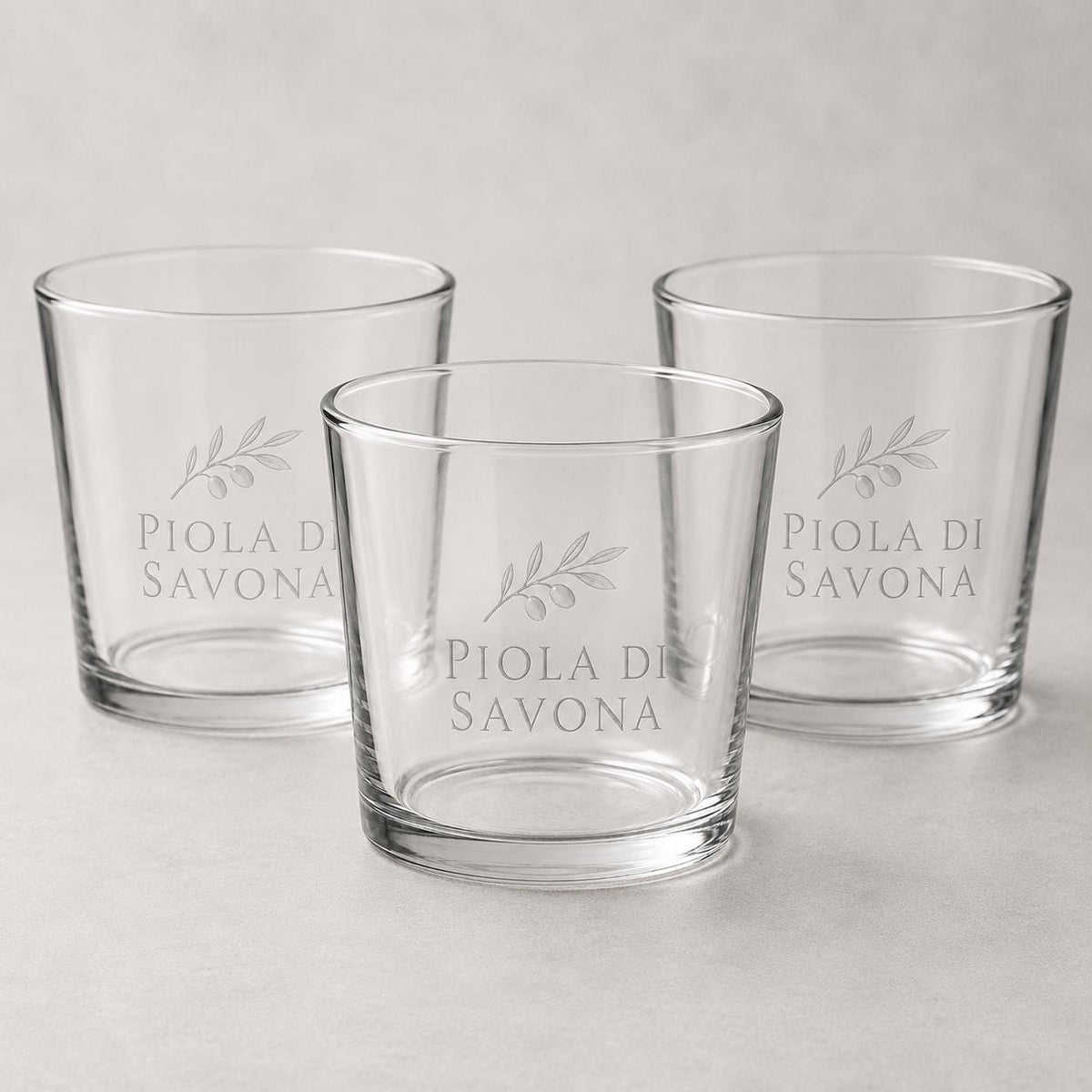 Set 12 Bicchieri Bassi Personalizzati Incisione Logo, Tumbler Mini 22,5 cl per Osteria Ristorante Bar, Bicchieri dVino e Acqua Incisi Laser