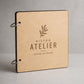 Portamenu in Legno Quadrato noce 22x22 cm Personalizzato, Cartellina a Libro con Anelli per Ristorante e Bar, Copertina Menu con Incisione