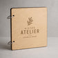 Portamenu in Legno Quadrato mogano 22x22 cm Personalizzato, Cartellina a Libro con Anelli per Ristorante e Bar, Copertina Menu con Incisione