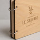 Portamenu in Legno Quadrato noce 22x22 cm Personalizzato, Cartellina a Libro con Anelli per Ristorante e Bar, Copertina Menu con Incisione