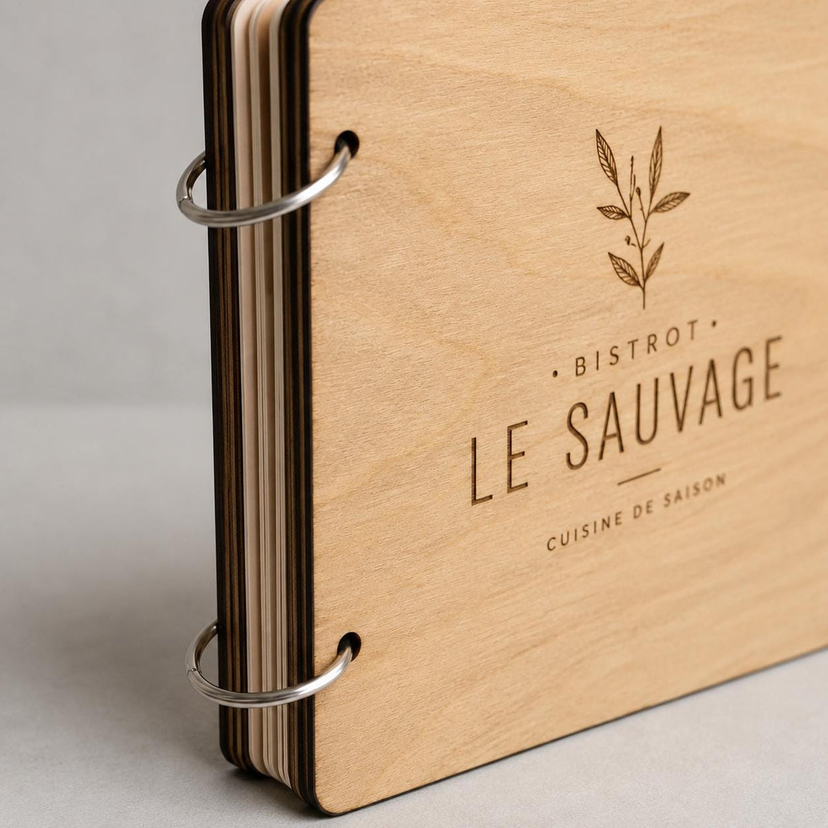 Portamenu in Legno Quadrato ebano 22x22 cm Personalizzato, Cartellina a Libro con Anelli per Ristorante e Bar, Copertina Menu con Incisione