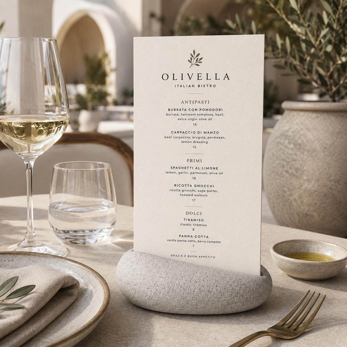 Portamenu Design Sasso in Stampa 3D, Segnatavolo Organico PLA Effetto Pietra, Espositore Menu Minimalista per Ristorante Bistro Caffetteria