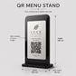 Supporto QR Code da tavolo in plexiglas nero con targhetta ottone o bianco incisa per ristorante bar hotel