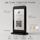 Supporto QR Code da tavolo in plexiglas nero con targhetta ottone o bianco incisa per ristorante bar hotel