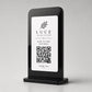 Supporto QR Code da tavolo in plexiglas nero con targhetta ottone o bianco incisa per ristorante bar hotel