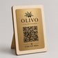 Supporto QR Code da tavolo in plexiglas nero con targhetta ottone o bianco incisa per ristorante bar hotel
