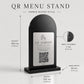Supporto QR Code da tavolo in plexiglas nero con targhetta ottone o bianco incisa per ristorante bar hotel