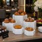 Alzate esagonali in PETG per buffet – espositori modulari per dolci, brioche e tramezzini