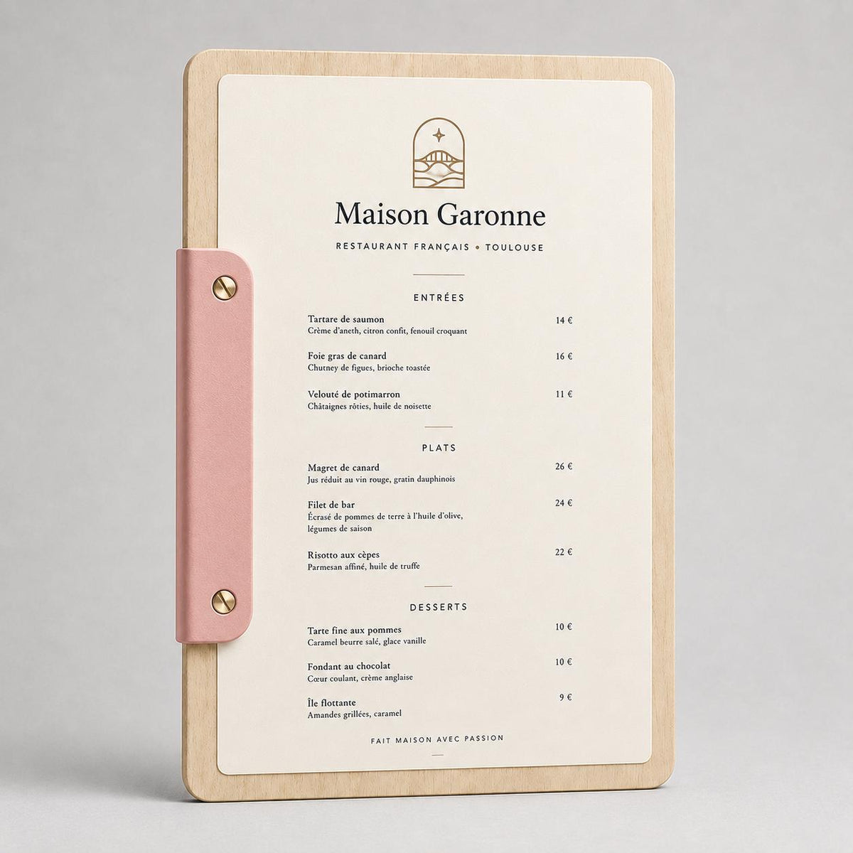 Portamenu a bacchetta moderno Formato A4 Tavoletta per Ristorante Pizzeria e Trattoria, Personalizzato Incisione Logo