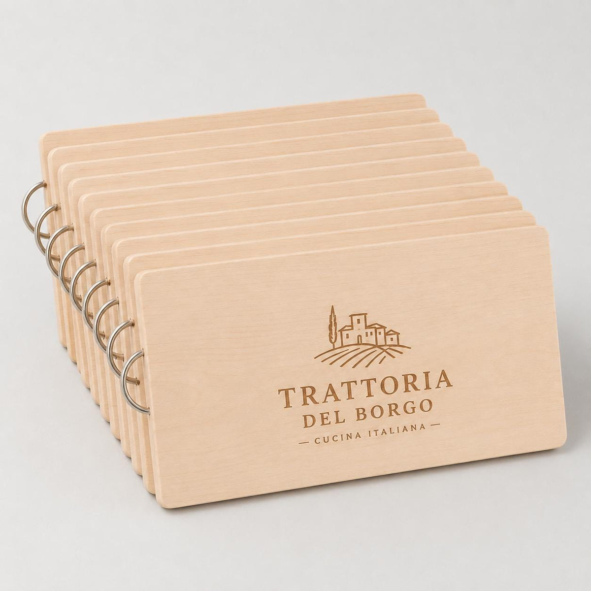 Set 10 Taglieri In Legno con Manico in Metallo, 35x22cm, 100% Legno Faggio, Tagliere per Verdure, Frutta, Salame, Made in Italy, 10 Pezzi