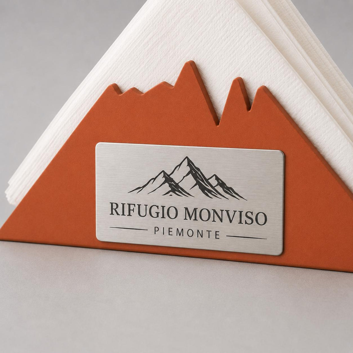 Portatovaglioli Design Moderno in plastica, Dispenser Tovaglioli Personalizzato Targhetta Incisa Ristorante Bistro e Bar, Accessori Tavola
