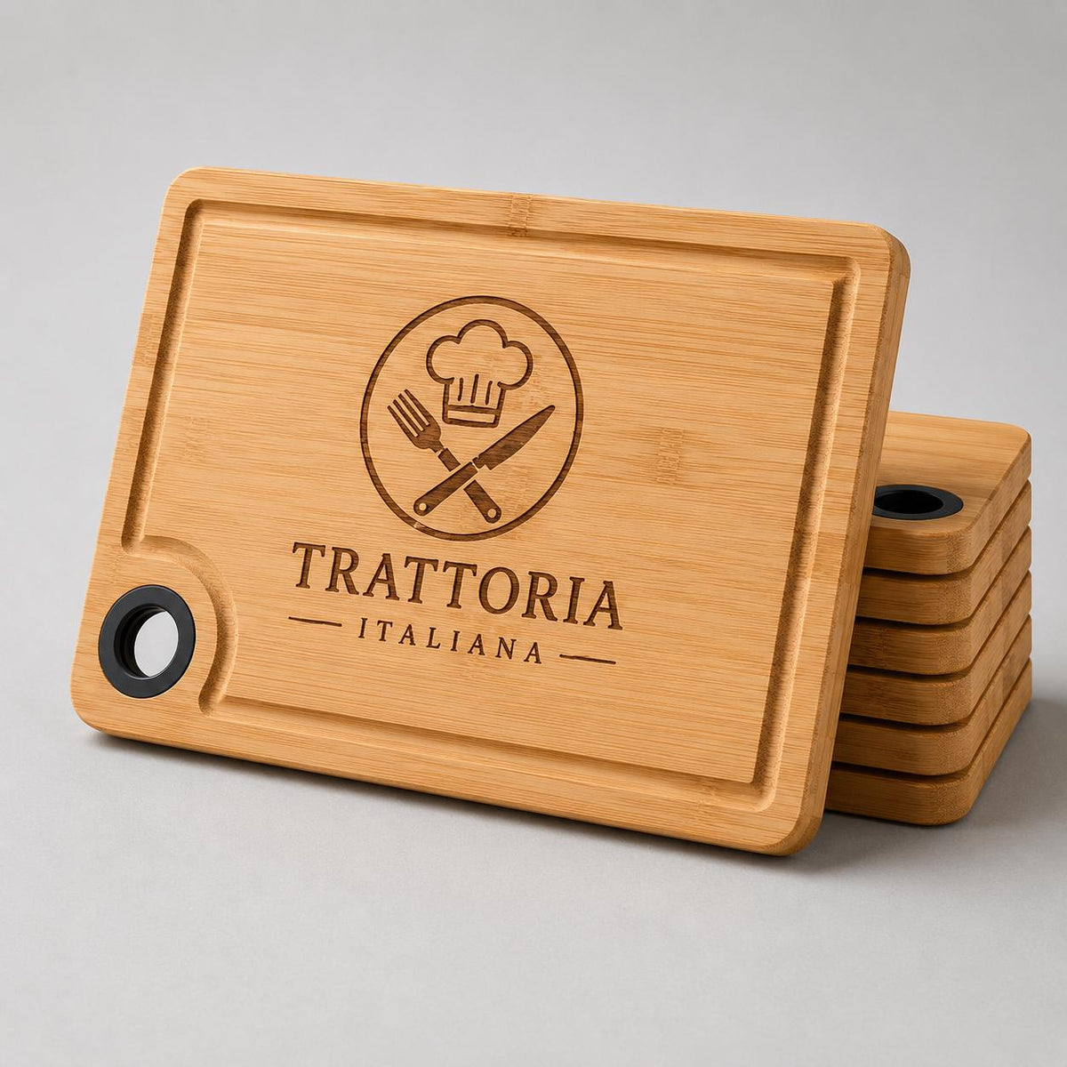 Set di 5 taglieri in bambù – 28 x 18 x 1 cm tagliere bambù grande, tagliere in legno con scanalatura, antiscivolo per cucina, pane e verdura