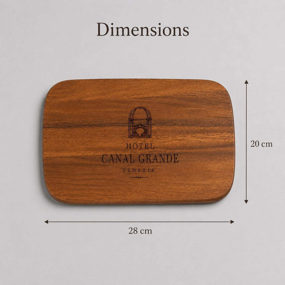 Set di 4 taglieri in legno di acacia, 28 x 20 cm personalizzato con incisione laser. ideale per colazioni come bomboniera per regalo nozze