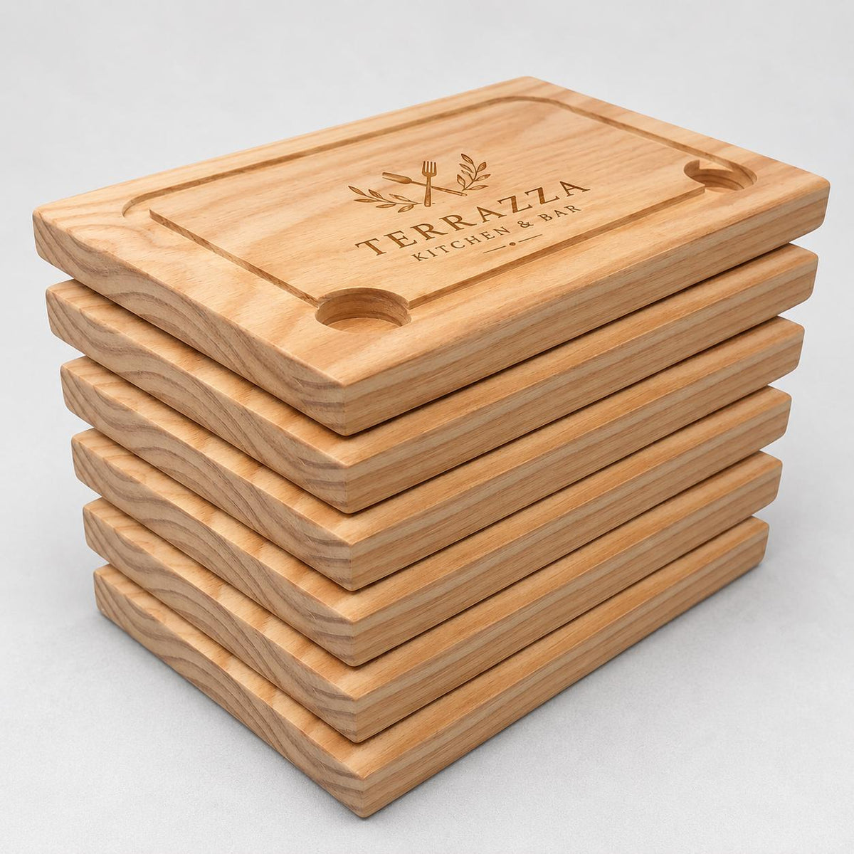 Set da 6 Piatti in Legno - Rettangolari - Piatti per Servire Pizza, Carne, Pollo - Tavoli Set - 30 x 20 cm Ideali Aperitivo Pane