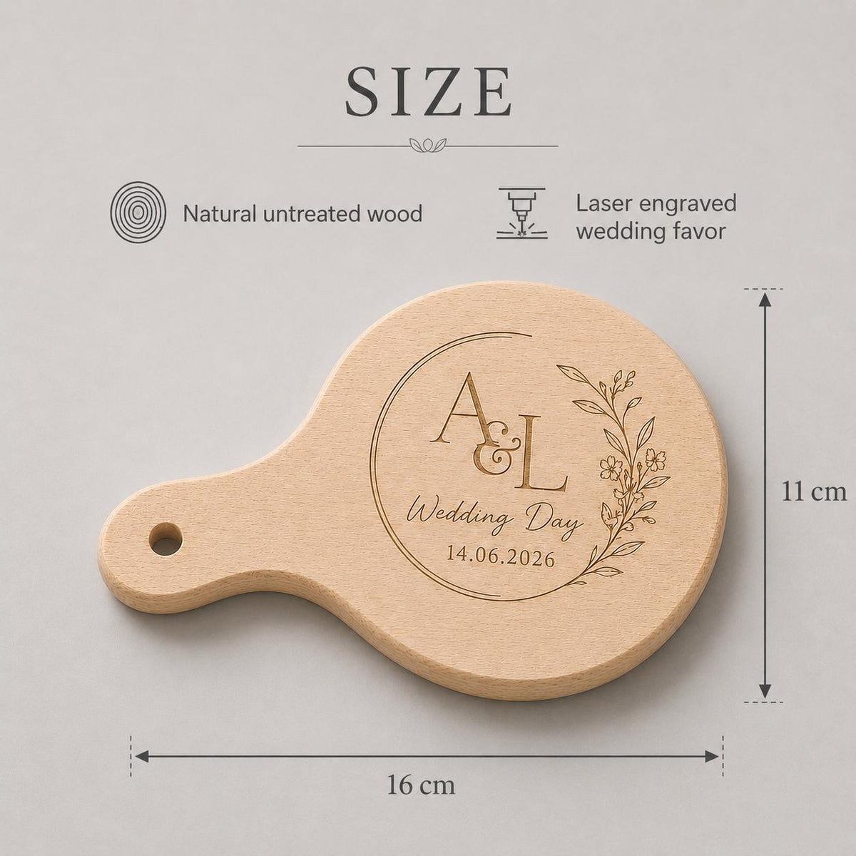 50 pezzi Bomboniera Matrimonio Tagliere in Legno Personalizzato, Mini Taglierino Manico Inciso a Laser, Regalo Invitati Nozze e Anniversario