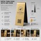 Espositore QR Code piegato da Tavolo Oro Spazzolato Personalizzato, Portamenu a Cavalletto con Logo Inciso Laser, Segnatavolo per Ristorante